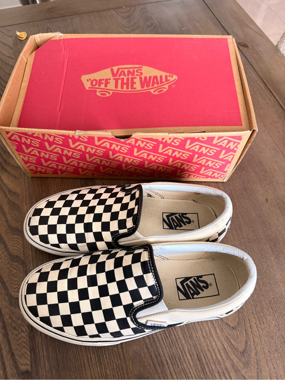 Vans  Checkerboard Slip-On Sneakers - Black and White